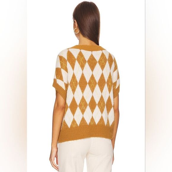 Free People  Oversized Argyle V-Neck Sweater Vest Size S - Picture 6 of 13